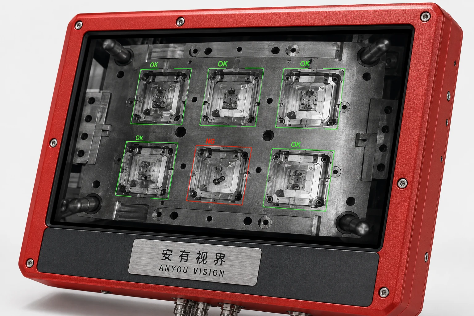 模具分区检测与异常标记界面示意